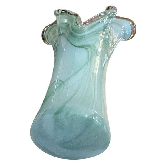Murano Glass Vase – Clear & Turquoise Hand-Blown Art Glass – Crafted in Italy - Picture 14 of 15
